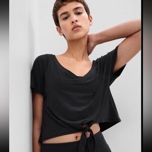 GAP Black T-Shirt Tie Front with Rolled Sleeves 
100% Cotton